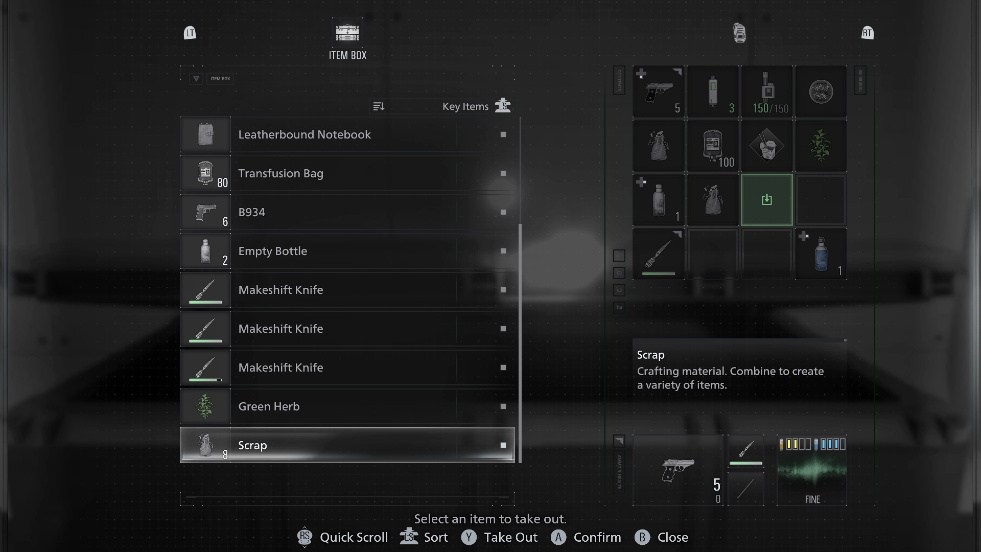 Inventory at the end of the game